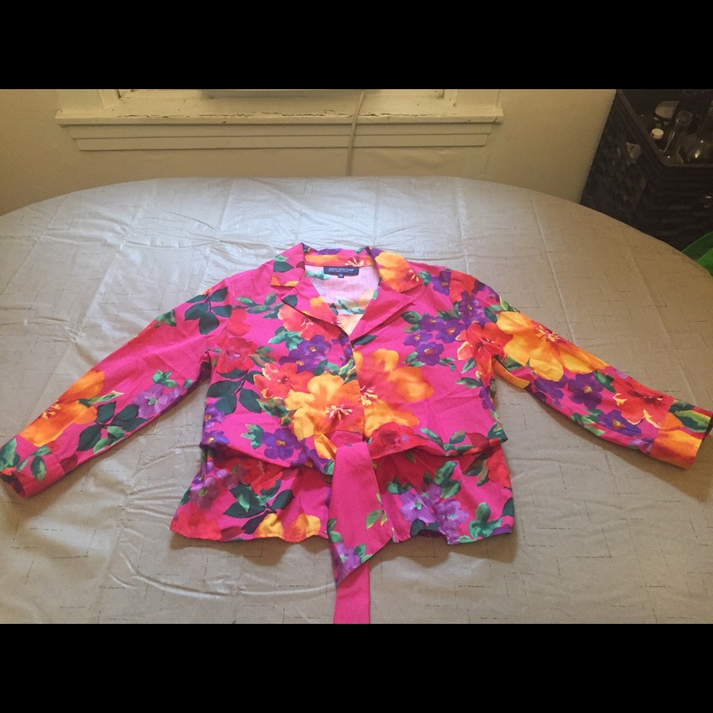 100% COTTON JONES NEW ORK PINK FLORAL BLAZER SZ PM